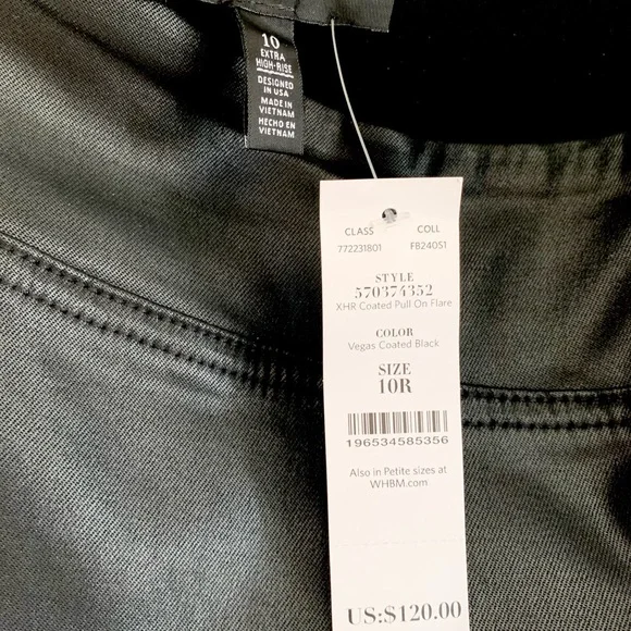 WHBM Extra Hi-Rise Coated Pull-On Flare Jean - Picture 6 of 7